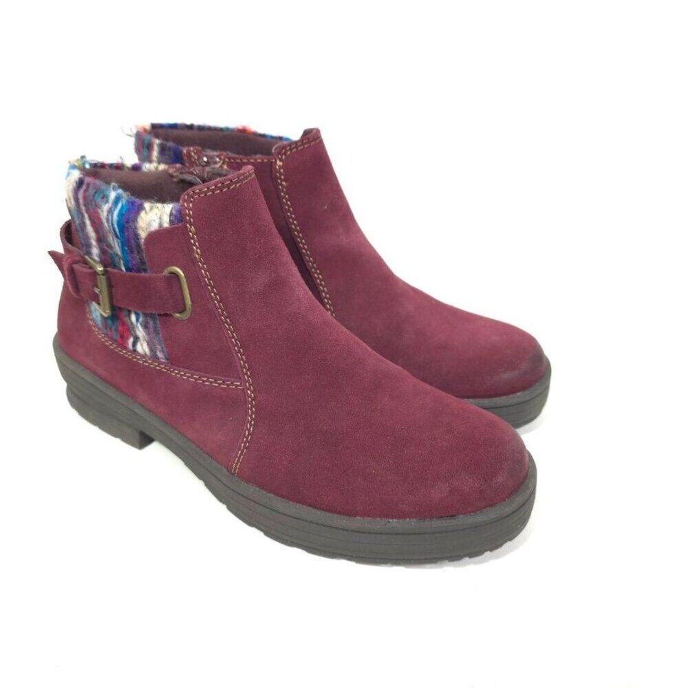 Earth Origins Women’s Tate Merlot Suede Water Repellent Ankle Boots Size 9M